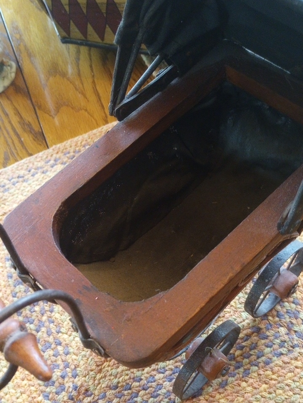 Rustic Brown Metal Decorative Baby Carriage - Picture 5 of 7